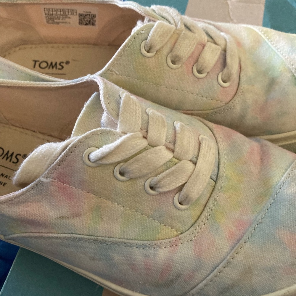 Toms Cordones Cupsole Youth 3 Sneakers Multicolor Canvas Round‎ Toe Lace Up - Picture 6 of 8